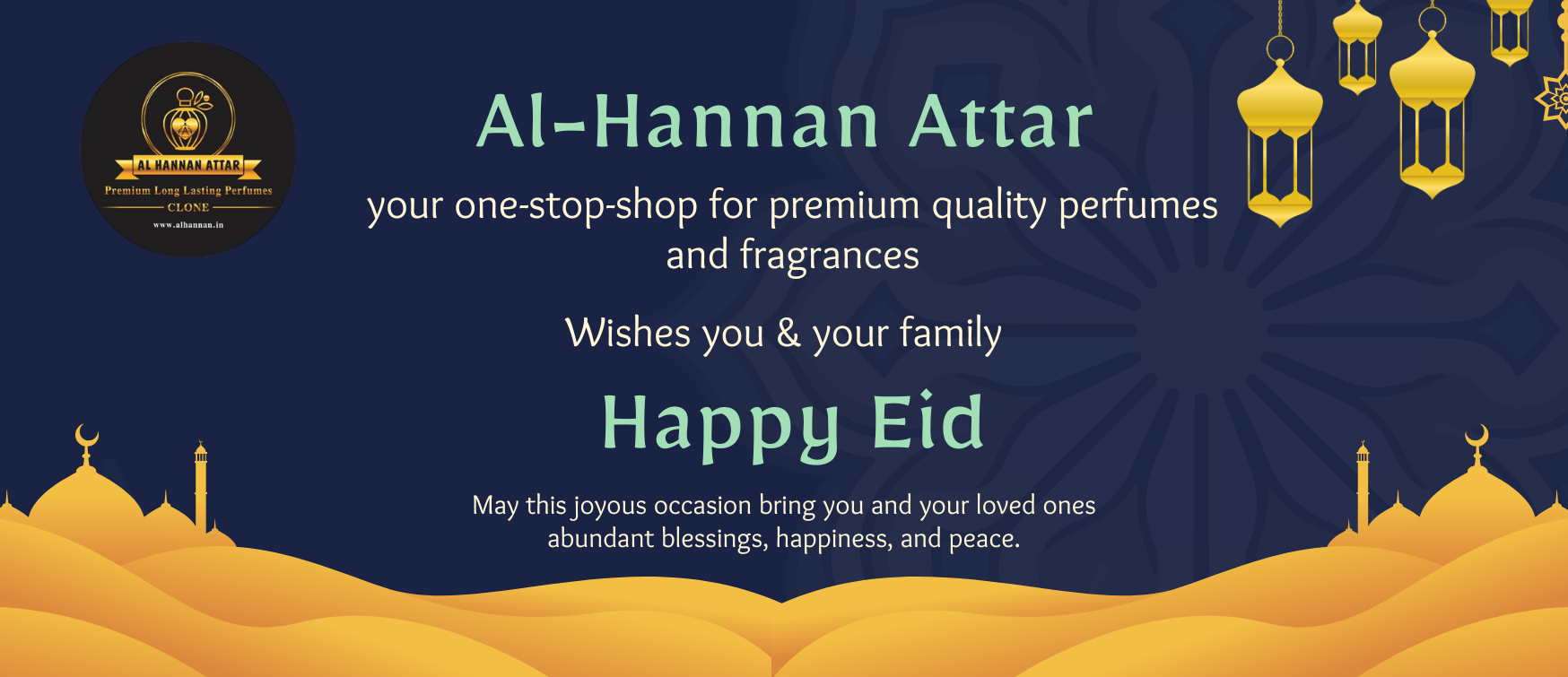 Blue Illustrative Happy Ied Fitri Card